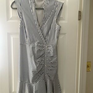 Lucy Paris Navy and White Striped Midi Dress size Medium